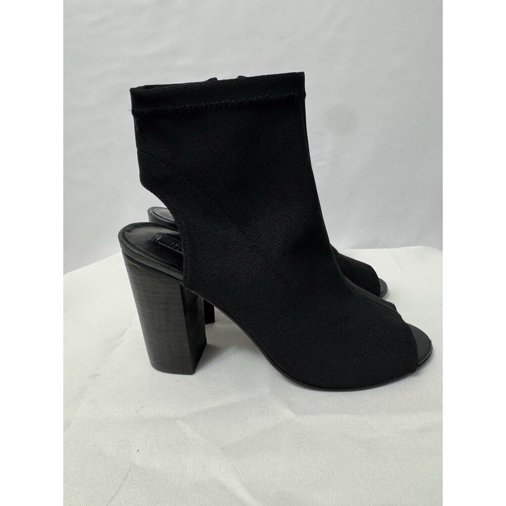 Steve Madden Women Black Stretch Open Toe Ankle Bottie Block Heels US 7.5 - Picture 4 of 9
